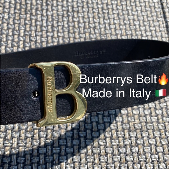 BURBERRY B Buckle Leather Belt wNova check Pull🔥UNISEX🔥VINTAGE🔥EUC🖤28”-32”🔥 - Picture 1 of 11
